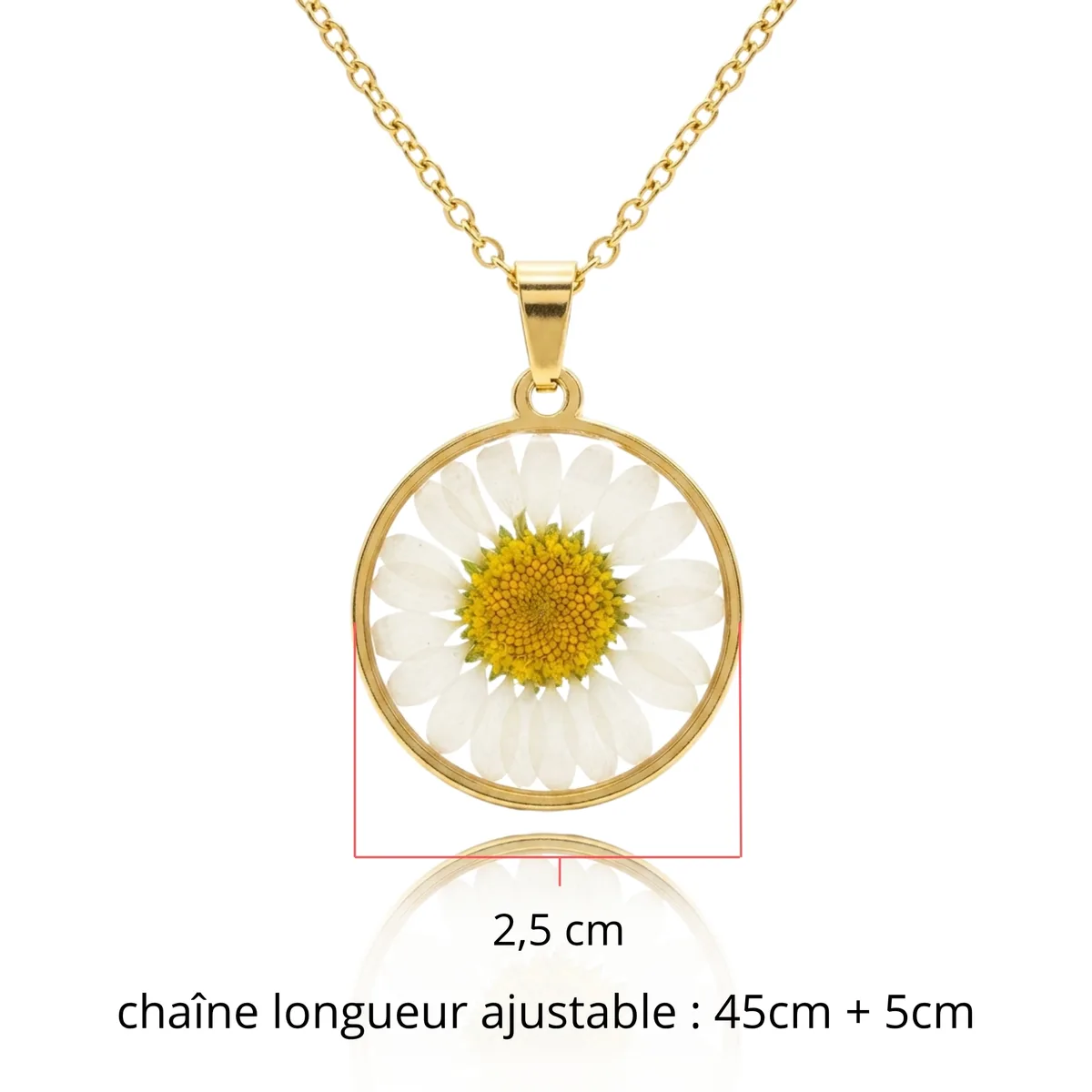 Collier Marguerite Doré — dimensions