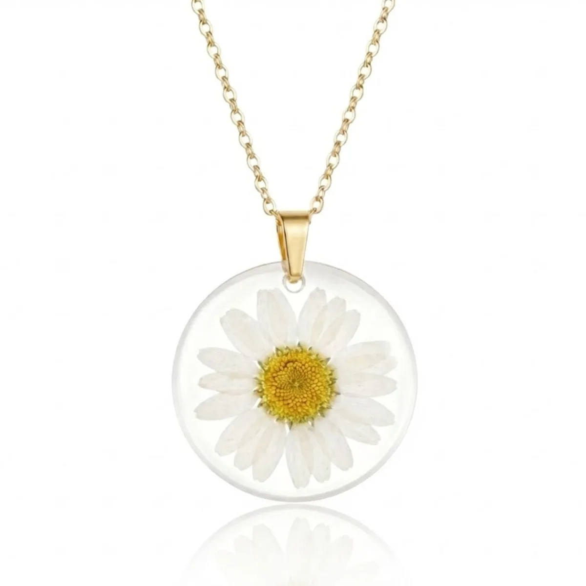 Collier marguerite fleur séchée véritable
