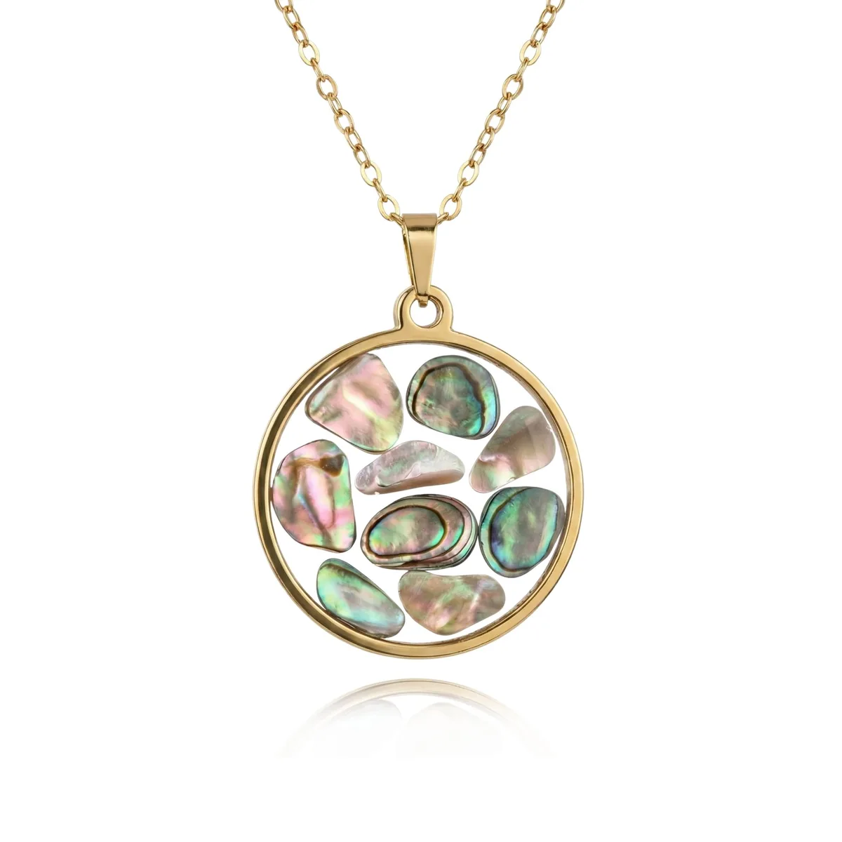 Collier nacre abalone véritable pendentif résine